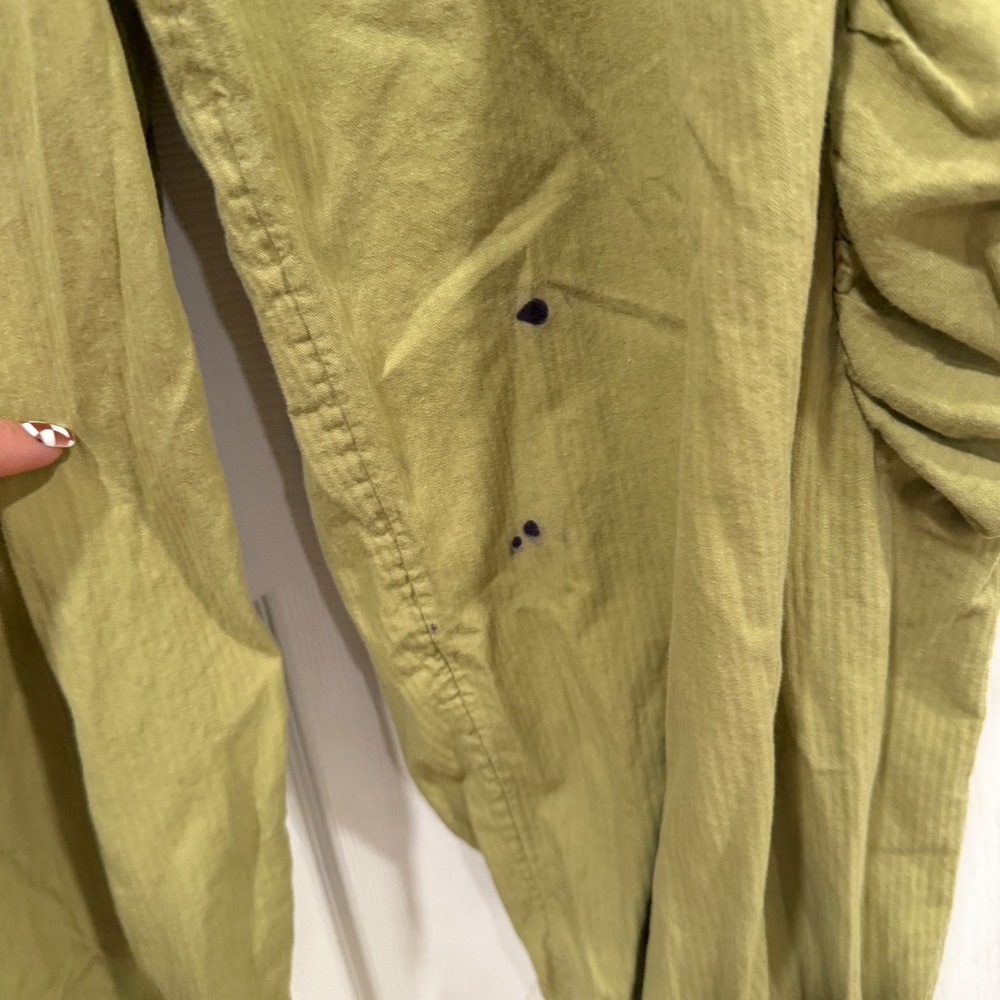 Free People Green Harem Jogger Pants Ruched Baggy Boho Olive Gray Waistband - Picture 4 of 11
